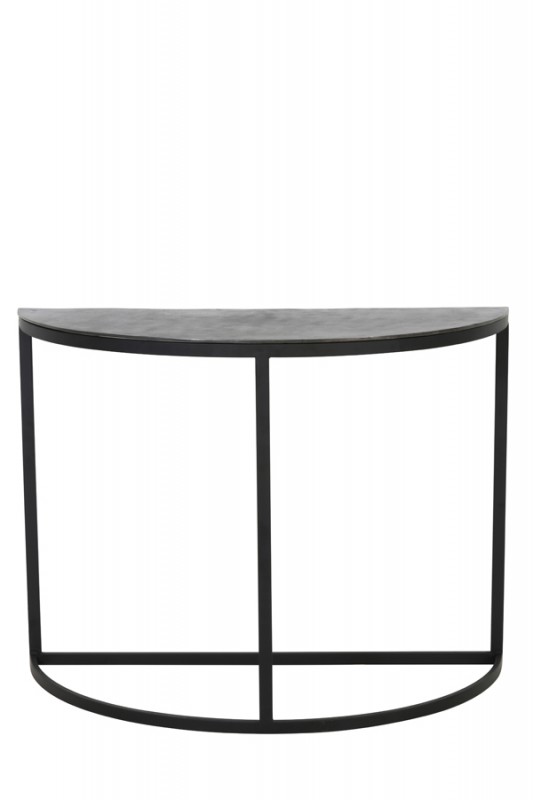 SEMICIRCLE CONSOLE TABLE ANTIQUE BLACK METAL LEG - CAFE, SIDE TABLES